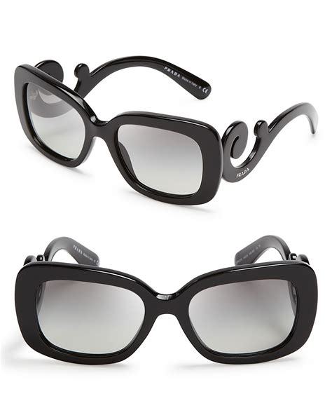 prada eyewear black rectangular sunglasses|Prada rectangular eyeglasses.